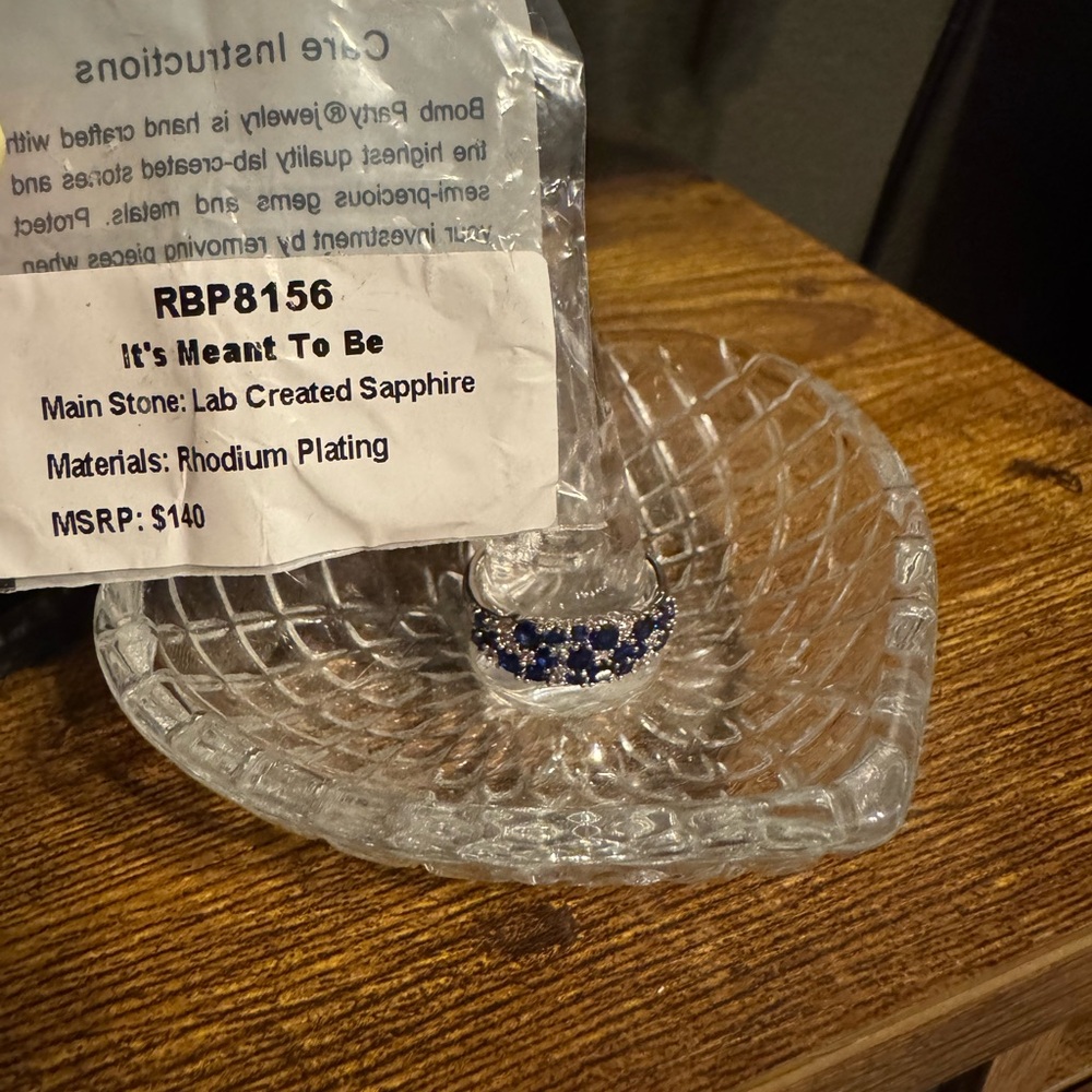 Lab created sapphire cluster ring